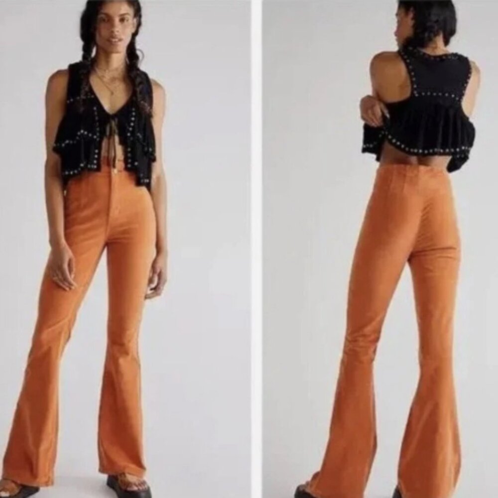 Free People We The‎ Free Jayde Corduroy High Rise Flare Pants 32